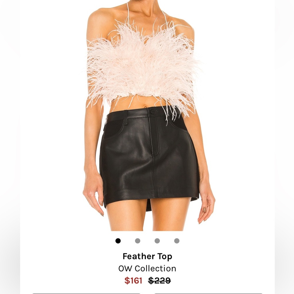 OW Collection Light Pink Feather Wrap Crop Top
